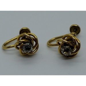 Vintage B & N Goldtone Love Knot Screw Post Earrings